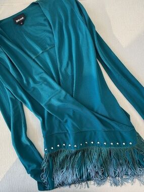 Just Cavalli 2014 Teal Fringe Dress XS S Italy